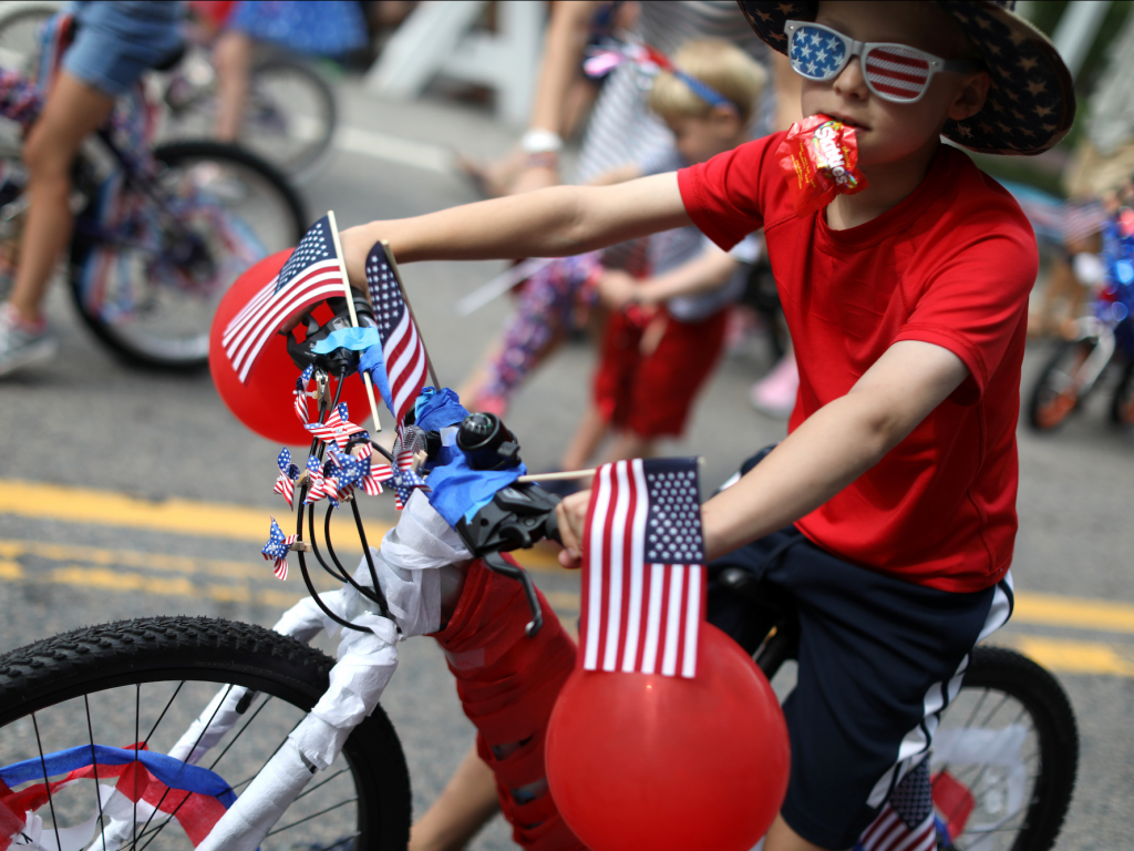 A boy at the annual Fourth of July parade in Barnstable Village on Cape Cod Massachusetts on Wednesday.   Mike Segar  Reuters