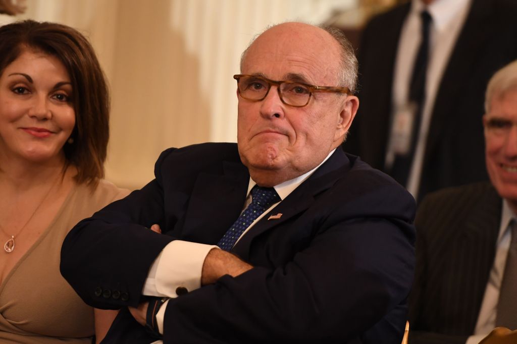 Lawyer of the US president Rudy Giuliani looks on before the US president announces his Supreme Court nominee in the East Room of the White House