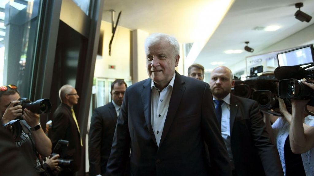 German Interior Minister and Bavarian Christian Social Union politician Horst Seehofer arrives for a party leadership meeting of the Bavarian CSU party