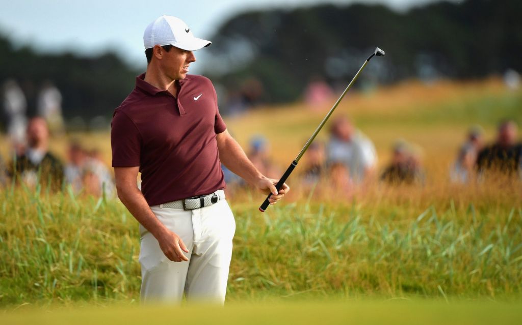 Rory Mc Ilroy of Northern Ireland putts during the third round of the 147th Open Championship at Carnoustie Golf Club