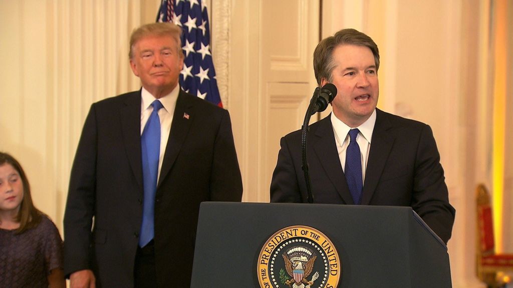 The morning after he was nominated to become a Supreme Court justice Brett Kavanaugh is on Capitol Hill where his possible future on the high court will be determined