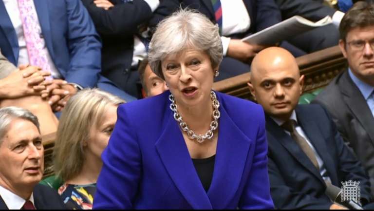 May still faces significant anger from her Conservative party over her plan to follow EU rules in trade on goods after Brexit which has been called'Brexit in name only