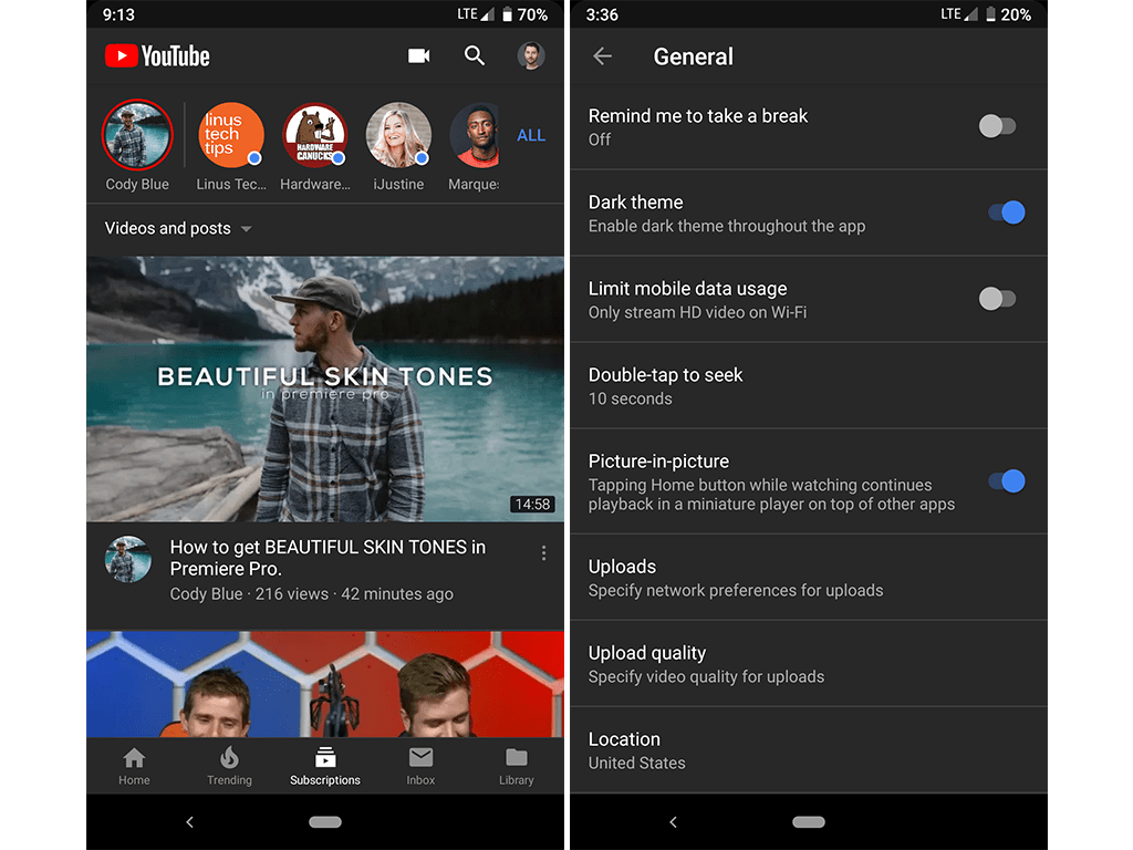 YouTube for Android gets dark theme