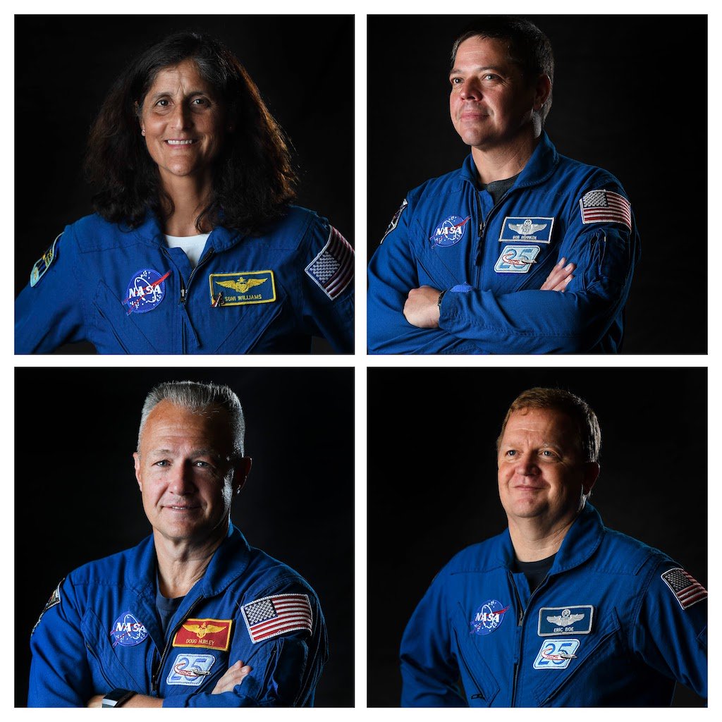 Clockwise from top left Sunita Williams Bob Behnken Doug Hurley and Eric Boe