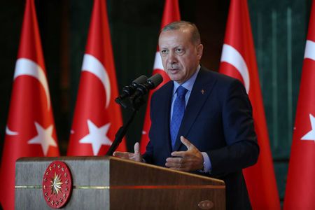 Turkey's President Erdogan addresses Turkish Ambassadors during a meeting in Ankara