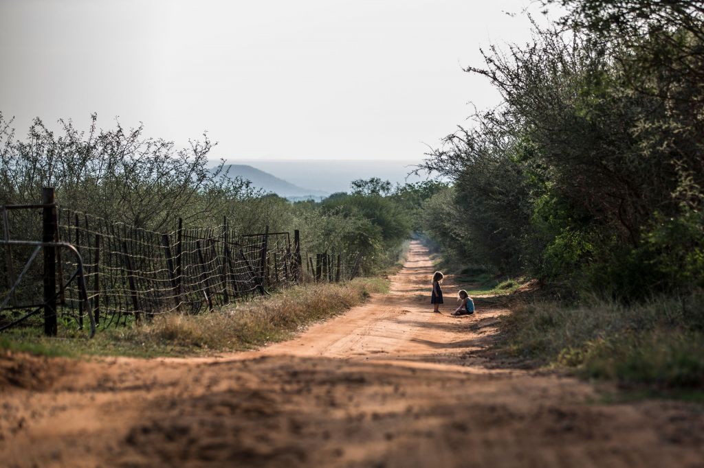 OCT 2017 Two children play on a farm in Limpopo province South Africa