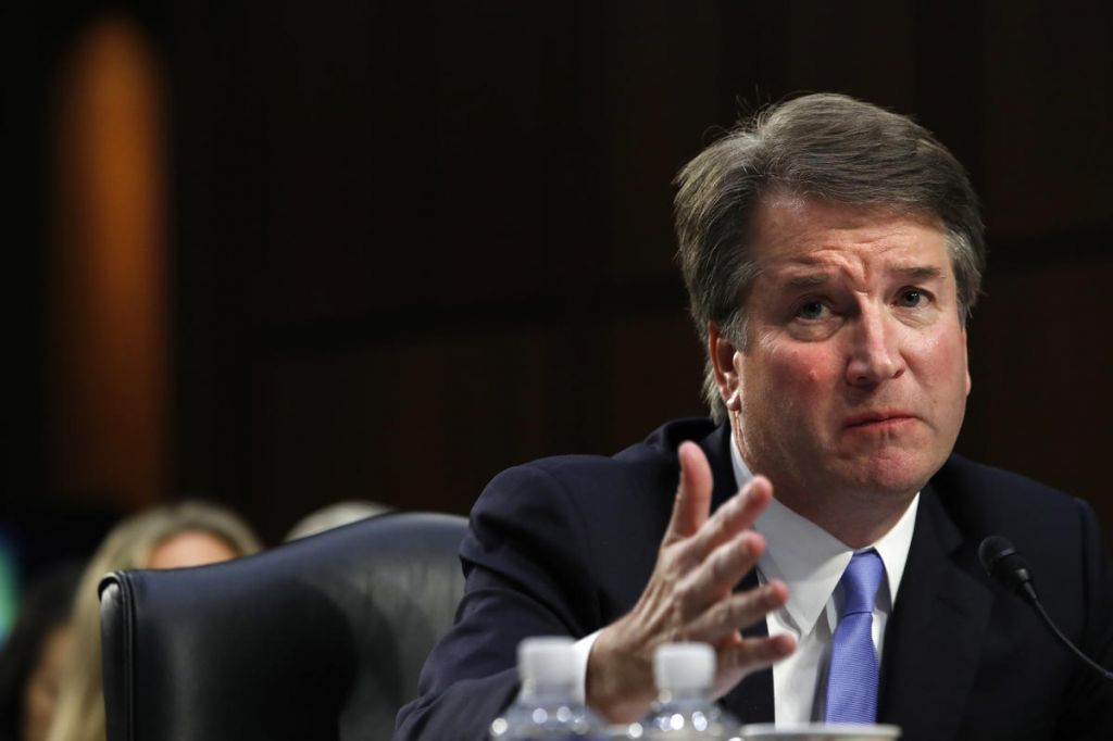 President Donald Trump's Supreme Court nominee Brett Kavanaugh answers a question about guns from Sen. Richard Blumenthal D-Conn. during a third round of questioning on the third day of his Senate Judiciary Committee confirmation hearing Thursda