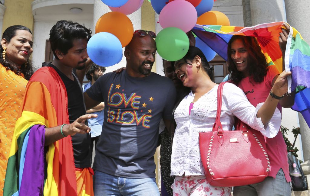 Members of the LGBT community and their supporters celebrate after the country's top court struck down a colonial-era law that made homosexual acts punishable by up to 10 years in prison in Bangalore India Thursday Sept. 6 2018. The court gave