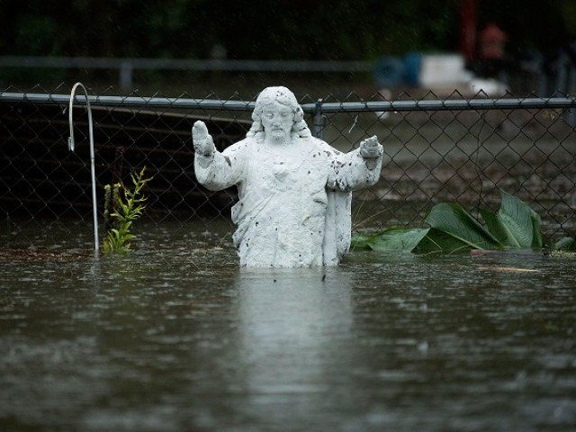 Neighborhoods are flooded after the storm surge from Hurricane Florence flooded the Neuse River