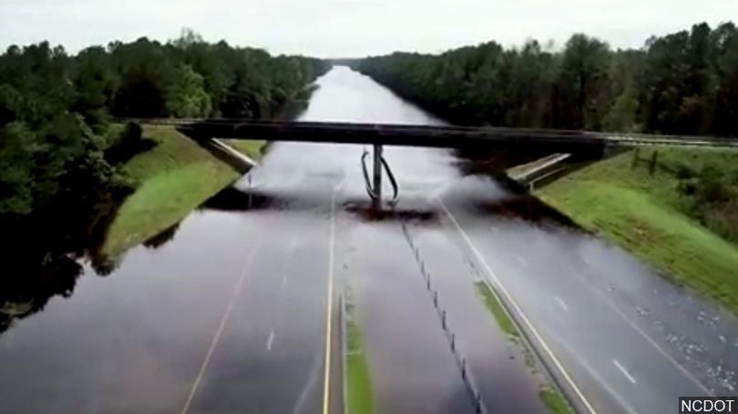 Interstate 40 flooded by Hurricane Florence in North Carolina