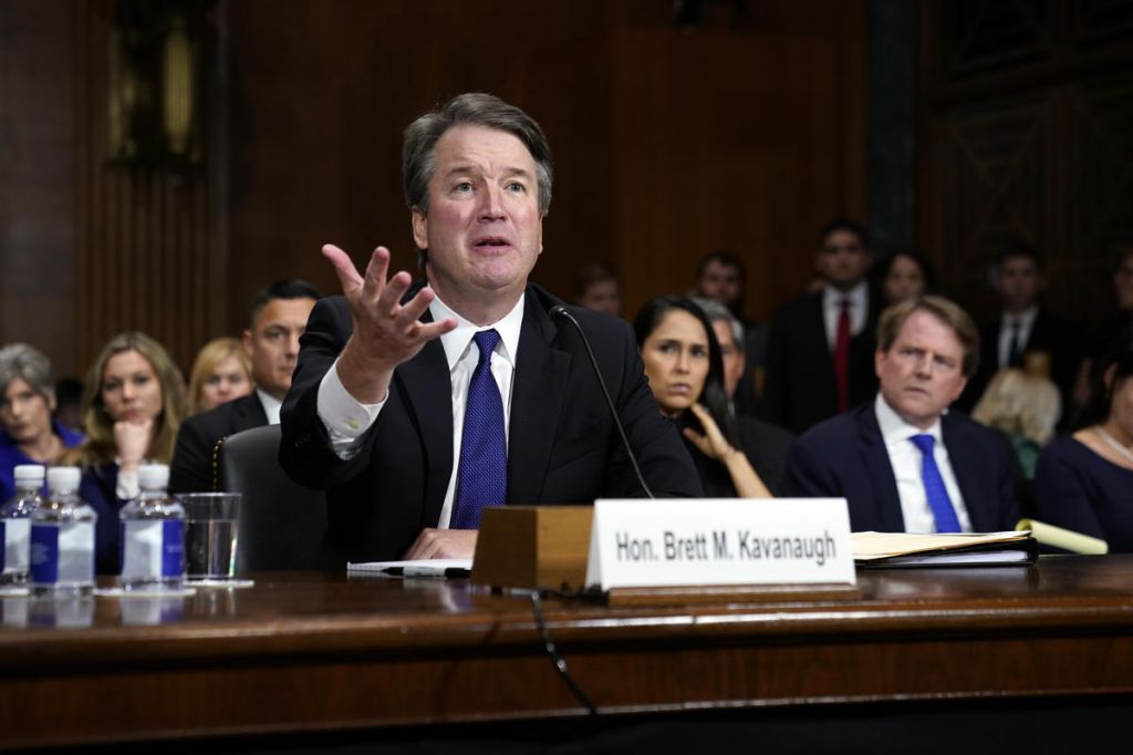 Supreme Court nominee Brett Kavanaugh testifies before the Senate Judiciary Committee on Capitol Hill in Washington Thursday Sept. 27 2018