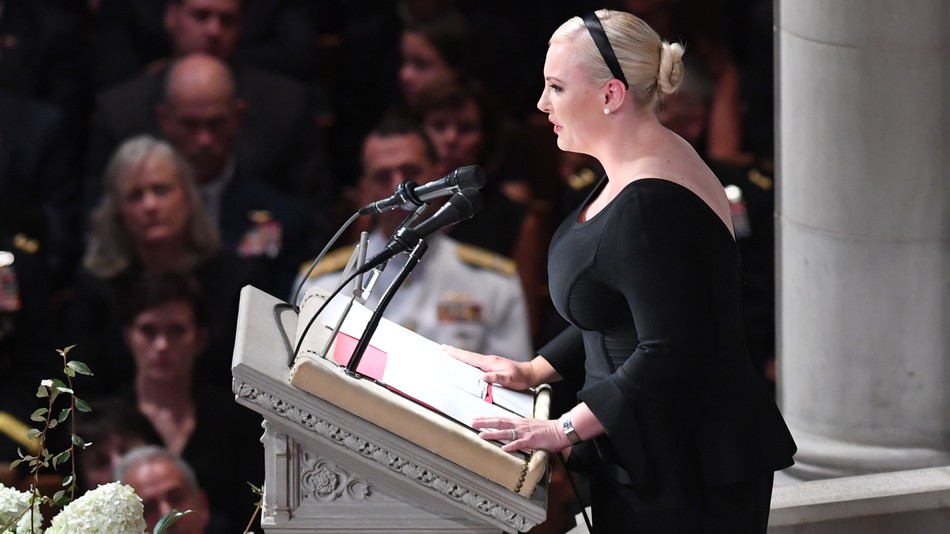 Meghan Mc Cain addresses attendees at her father John McCain's funeral in Washington D.C