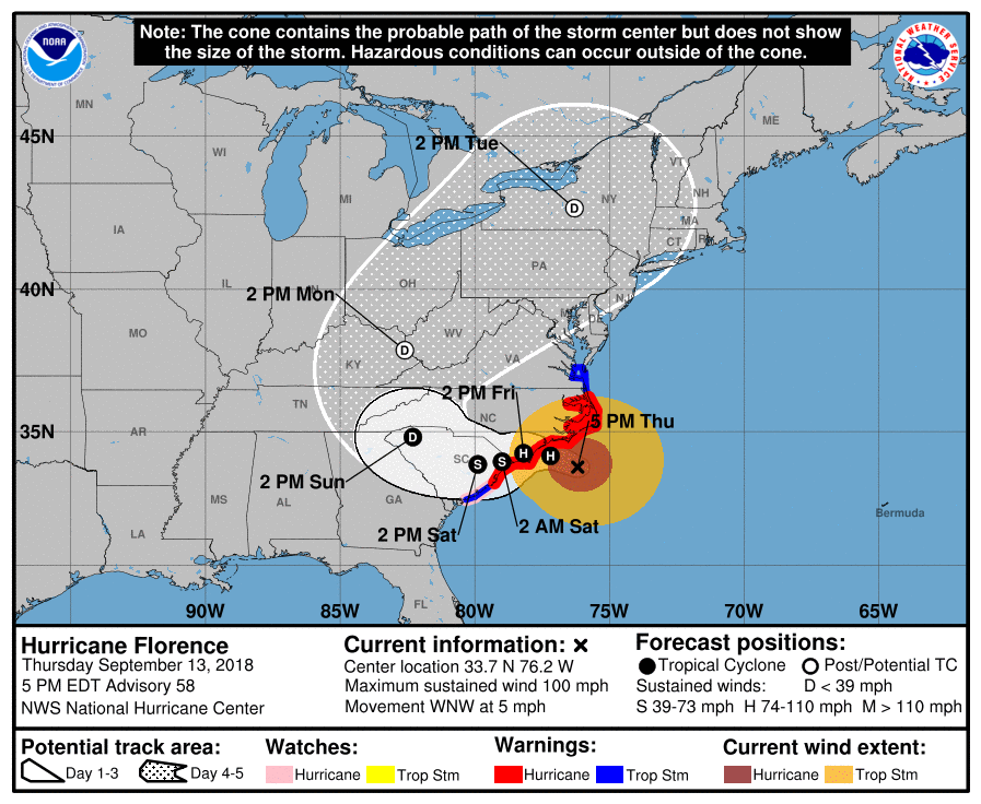 Dramatic Change In Path Projected As Cat 4 Hurricane Florence Closes In On Coast