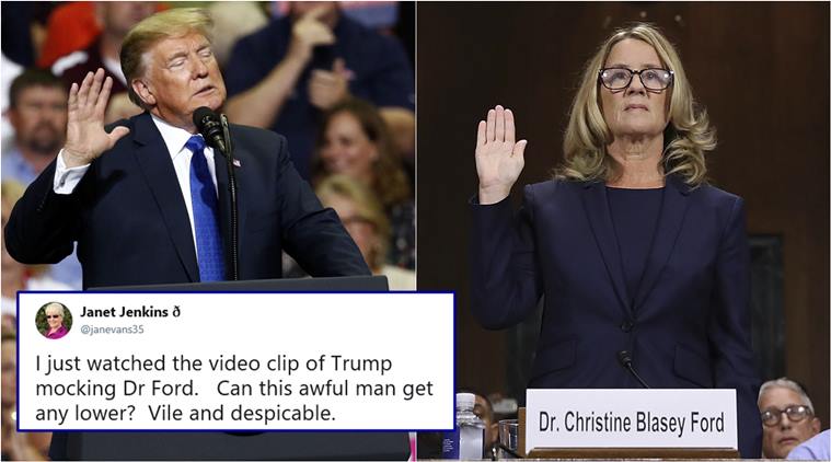 Outpouring of anger on Twitter after Trump mocks Brett Kavanaugh’s accuser