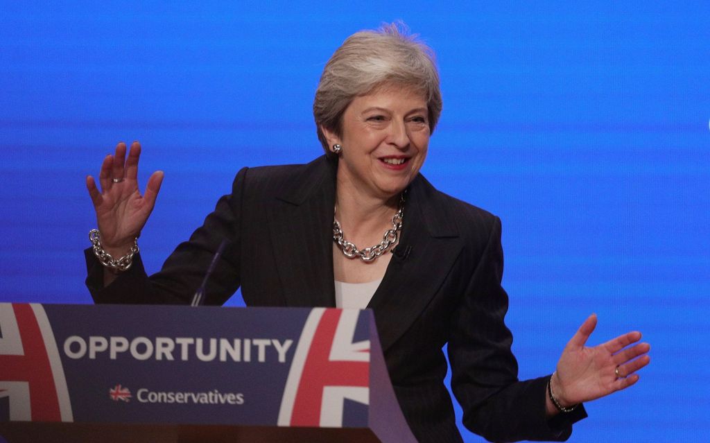 Prime Minister Theresa May makes her speech at the Conservative Party annual conference at the International Convention Centre Birmingham