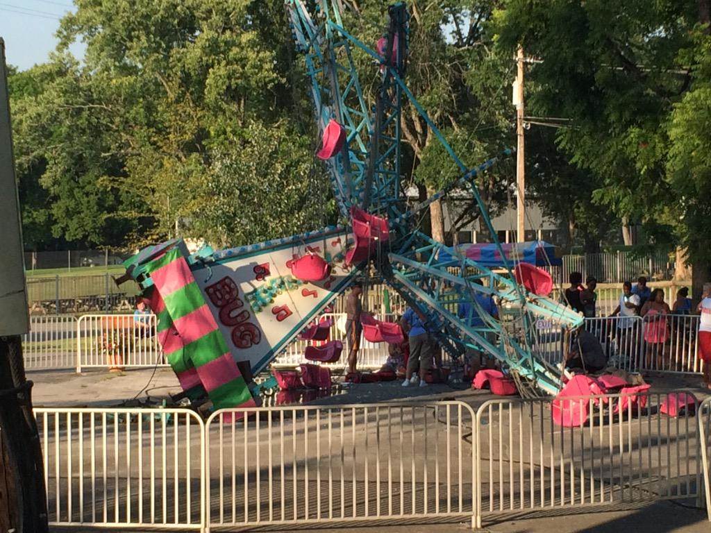 A children's swing ride tipped over at Beech Bend Park in Bowling Green Kentucky on Saturday. Jimmy Falls