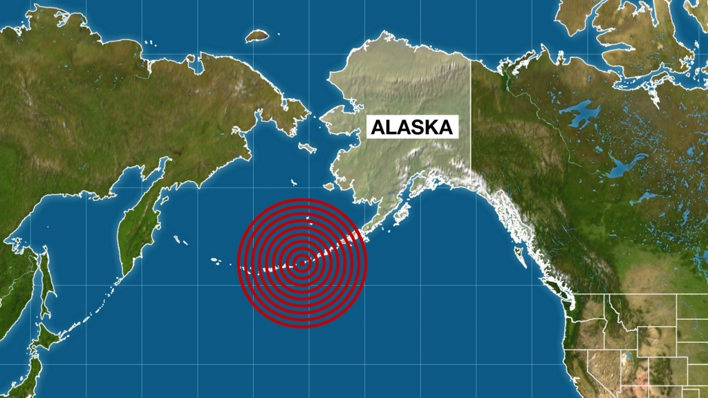 A magnitude 6.9 earthquake struck near Alaska's Aleutian Islands late Sunday night the U.S. Geological Survey said