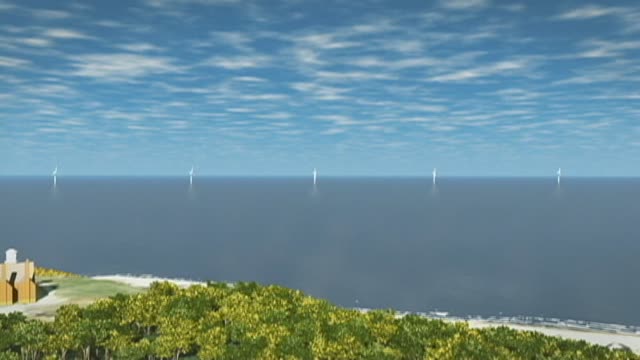 A rendering of Deepwater Wind turbines in the water off Block Island