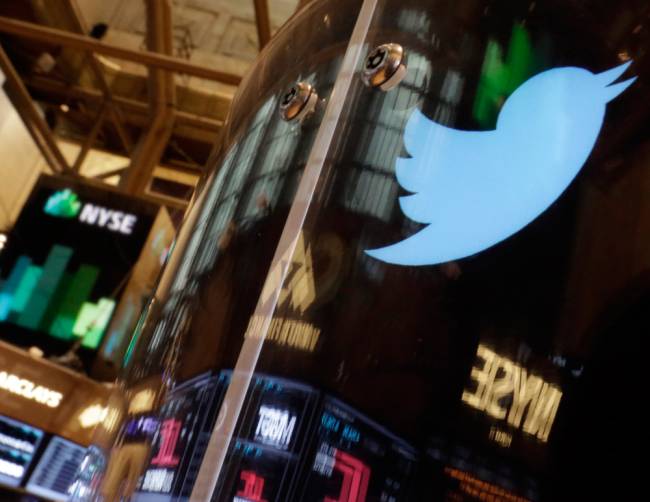 The Twitter bird logo is on an updated phone post on the floor of the New York Stock Exchange Wednesday Nov. 6 2013