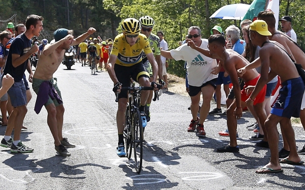 Tour de France 2015 Chris Froome has urine thrown in face and branded a'doper by roadside spectator