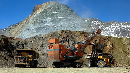 Heavy equipment is used used to mine copper at the Anglo American PLC Los Bronces copper mine in central Chile