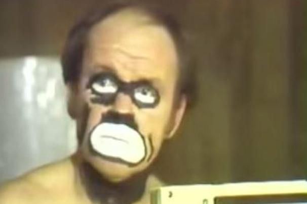 Bobby Berger in partial makeup for a blackface performance