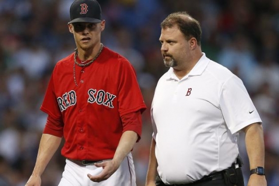 Clay Buchholz exits Friday's game on his way to the DL