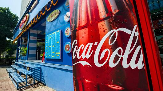 An advertisement for Coca Cola at the entrance of a restaurant in Ahmedabad Gujarat India