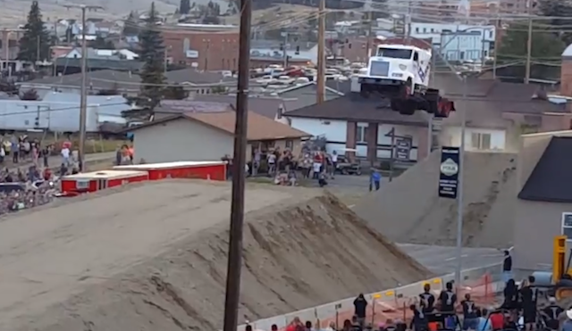 Stuntman sets world record jumping 166 feet in semi truck