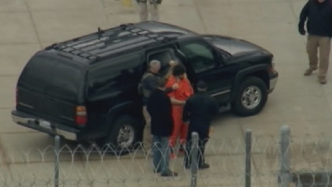 Dzhokhar Tsarnaev arrived back at Fort Devens following a pre-trial hearing at Boston Federal Courthouse Dec. 18 2014