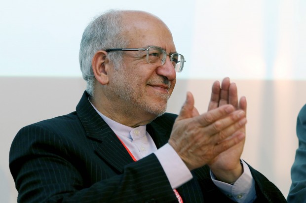 Mohammad Reza Nematzadeh Minister of Industry Mine and Trade of Iran applauds during the'Iran-EU conference Trade and Investment forum in Vienna Austria Thursday