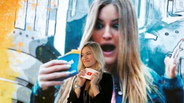 YouTuber iJustine delivers a keynote at #BrandsAtVidCon at Anaheim Convention Center