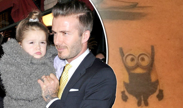 David and Harper Beckham and tattoo