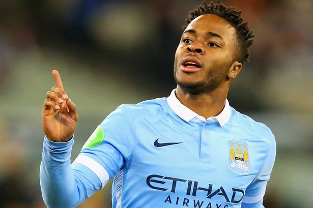 Raheem Sterling of Manchester City celebrates scoring