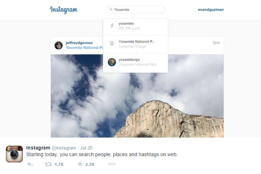 Instagram Web Search