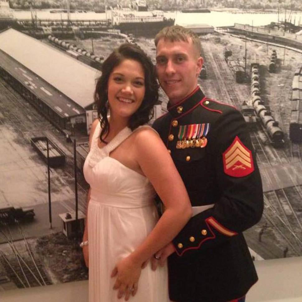 Marine Sgt. Carson Holmquist with wife Jasmine