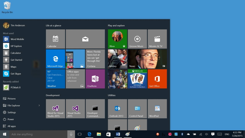 Windows 10 with its revived Start menu