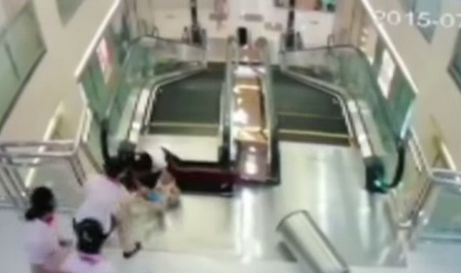 SHOCKING! Chinese woman gobbled up by escalator at mall