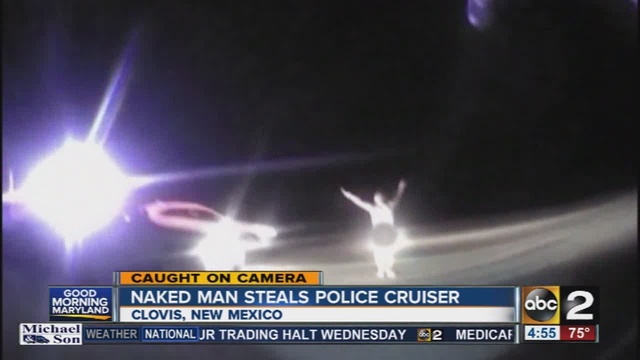 Naked man steals police cruiser                      WMAR