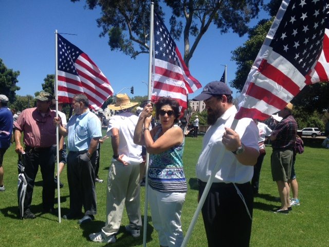 Hundreds of protesters came together in Balboa Park to speak out against the pending nuclear weapons agreement with Iran a centerpiece of President Barack Obama's foreign policy