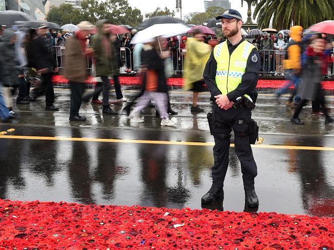 Security... Police at the Anzac Day march