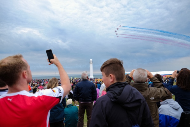 Sunday at the 2015 Sunderland International Air Show. Those mgnificent men in their flying machines the Red Arrows wow the crowd