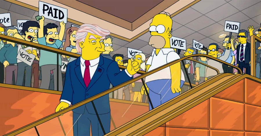 WATCH: 'The Simpsons' skewers Donald Trump in a hair-raising adventure for