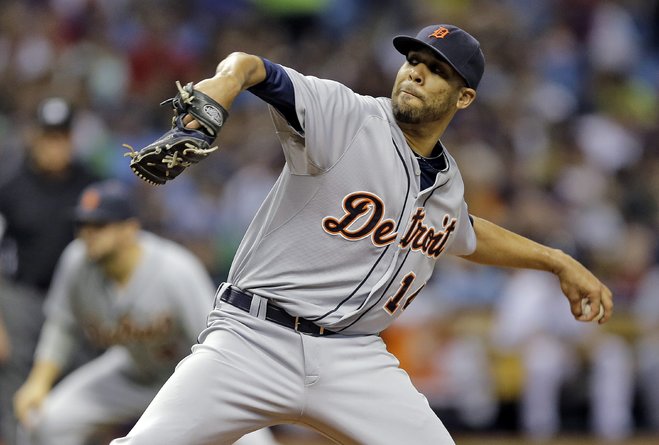 Detroit Tigers David Price goes into his wind up against the Tampa Bay Rays during the second inning of a baseball game Tuesday