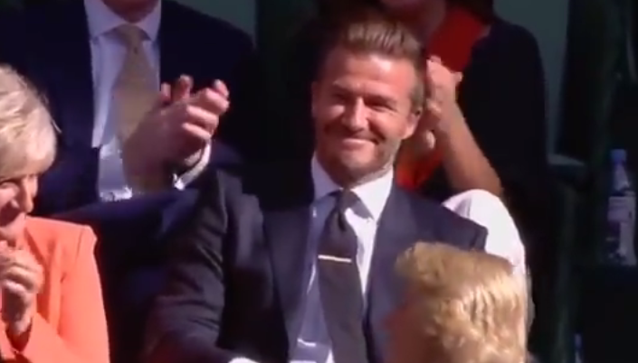 David Beckham somehow caught a stray shot during match at Wimbledon