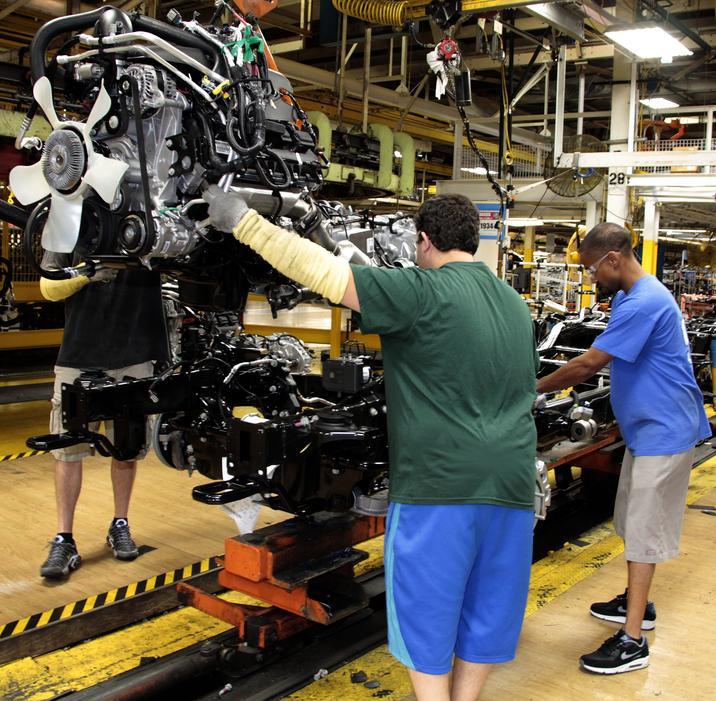 Workers at the Warren Truck Assembly plant