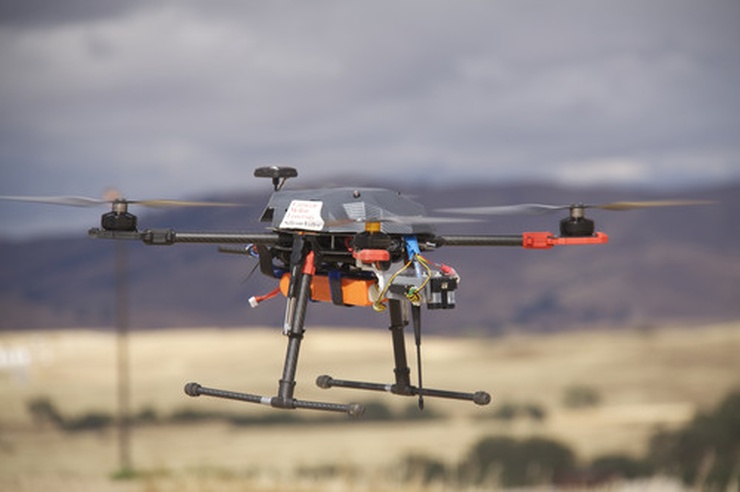 A drone deployed by Carnegie Mellon University as part of the university's research into wireless signal strength