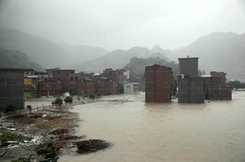 A town is seen submerged as it is hit by Typhoon Soudelor in Ningde Fujian province China