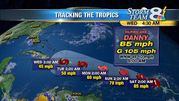 Hurricane Danny Strengthens A Bit