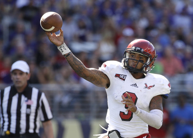 Eastern Washington quarterback Vernon Adams Jr. throws a pass against Washington Huskies in the second half of an NCAA college football game in Seattle. Oregon awaited word Thursday Aug. 13 2015 whether transfe